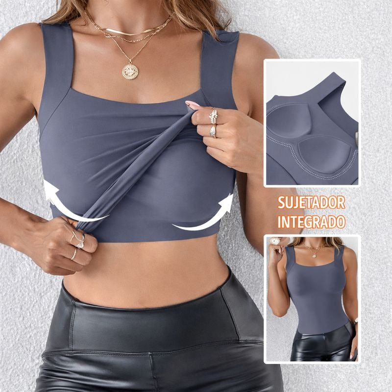 LUNA - Top térmico con sujetador integrado y cuello en U