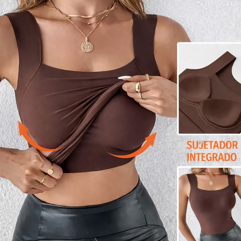 LUNA - Top térmico con sujetador integrado y cuello en U