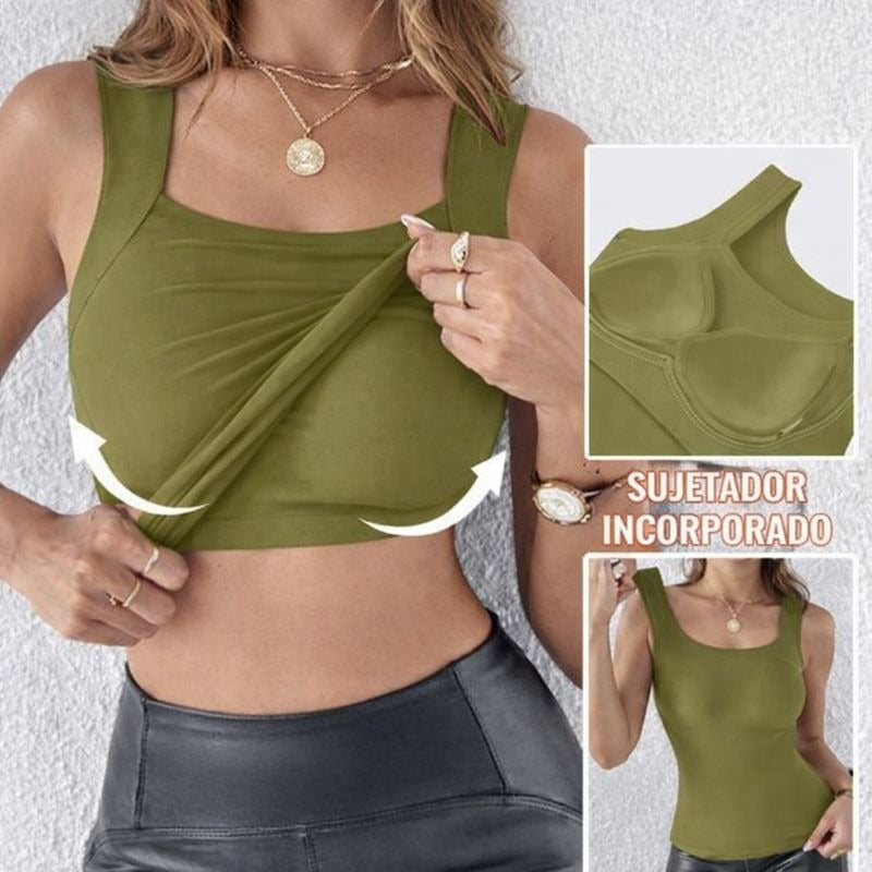 LUNA - Top térmico con sujetador integrado y cuello en U