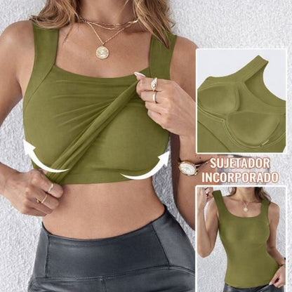 LUNA - Top térmico con sujetador integrado y cuello en U