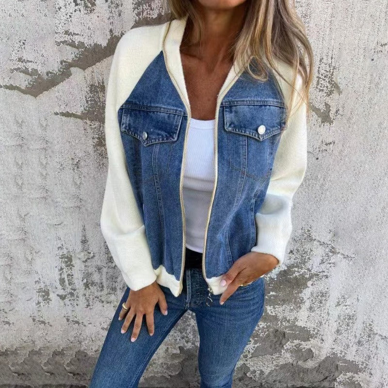 Silvia - Chaqueta denim de diseño combinado