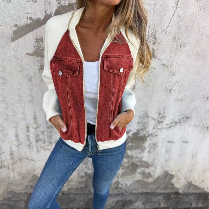 Silvia - Chaqueta denim de diseño combinado