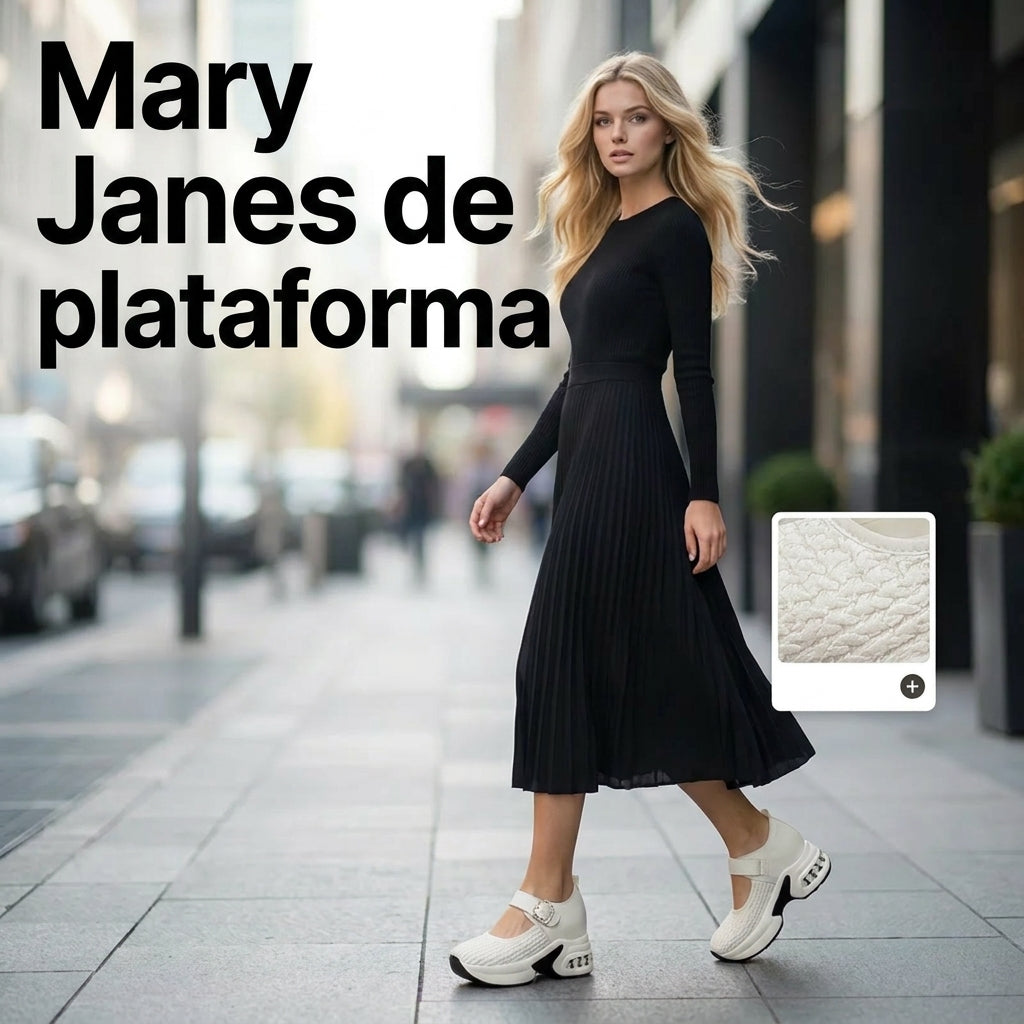 Cristina - Mary Janes de plataforma transpirables y de confort diario