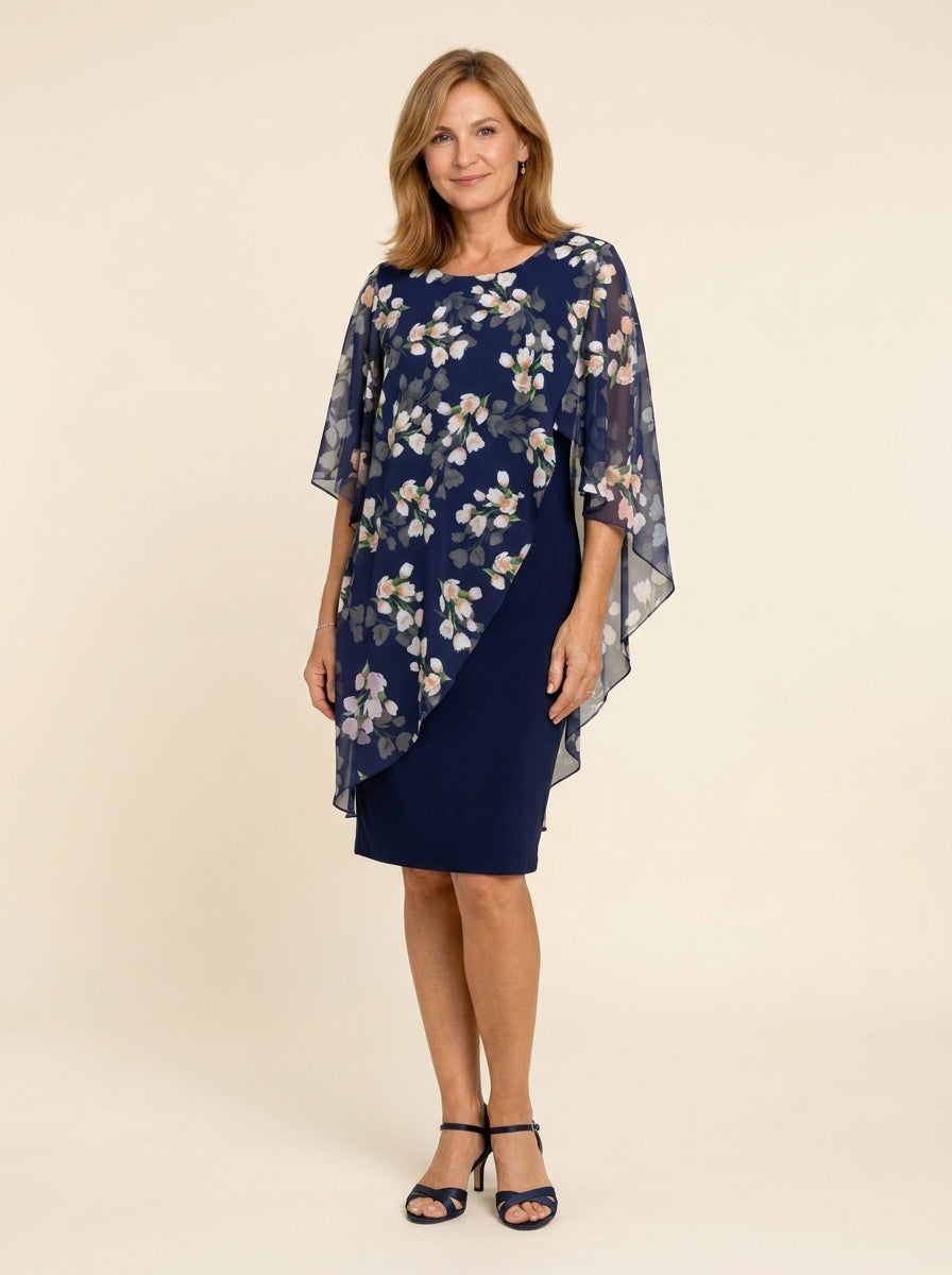 Valeria - Vestido floral con capa de gasa elegante