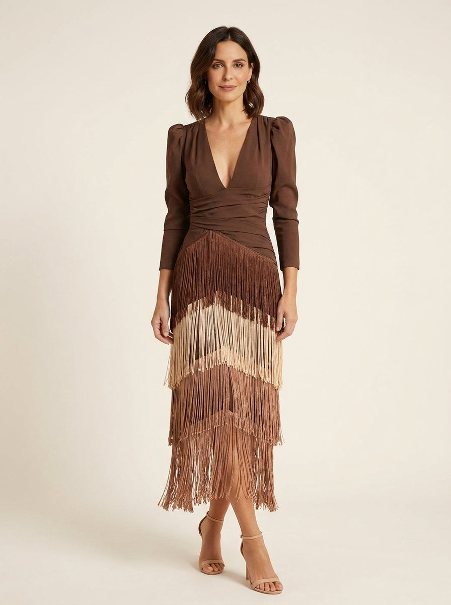 Elodia - Vestido con Flecos Elegante