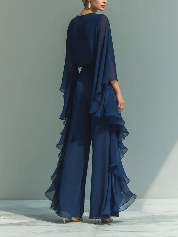 Mila - Conjunto elegante de chiffon con volante