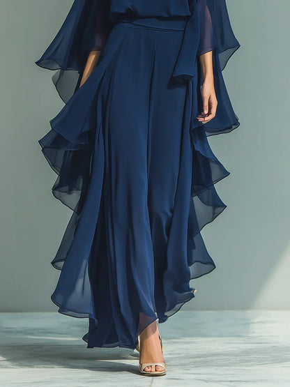 Mila - Conjunto elegante de chiffon con volante