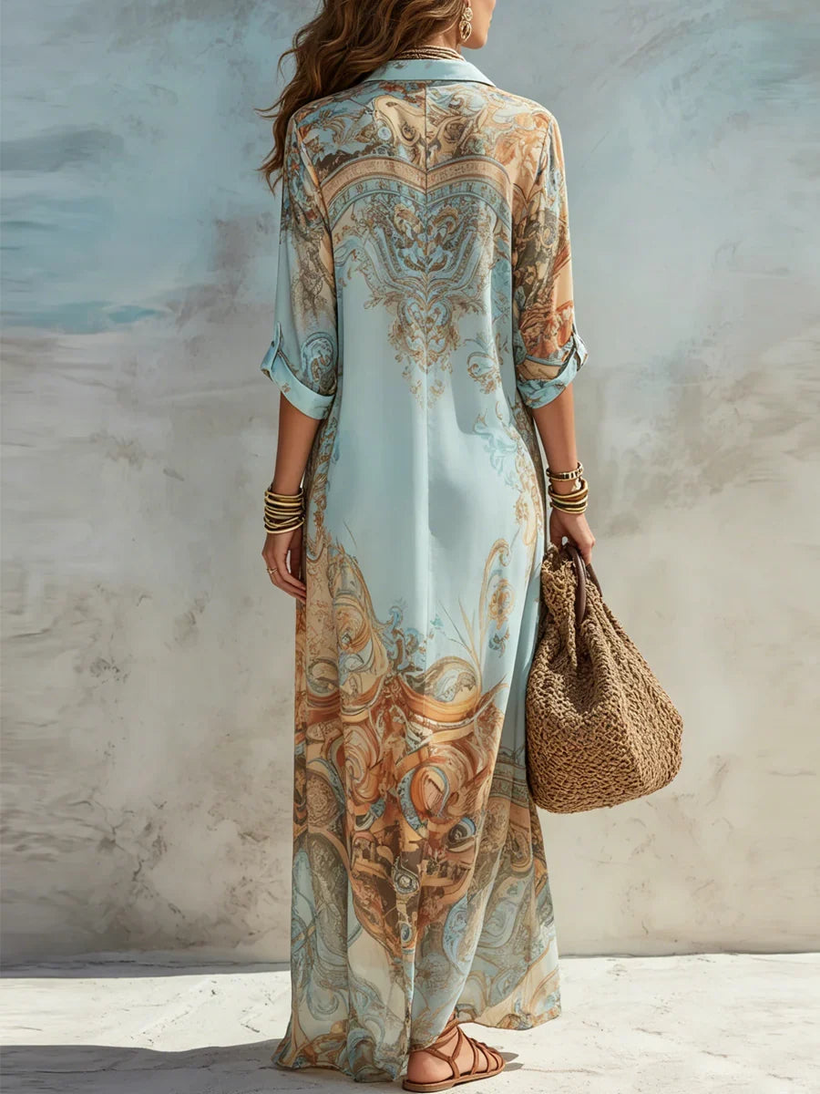 Candela - Elegante Vestido Camisero Mediterráneo