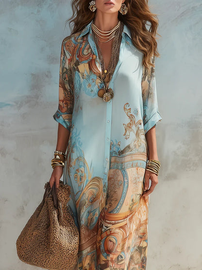 Candela - Elegante Vestido Camisero Mediterráneo