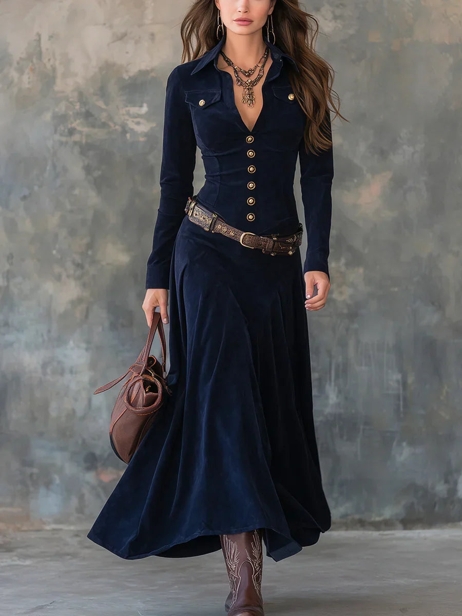Perla - Vestido largo efecto ante
