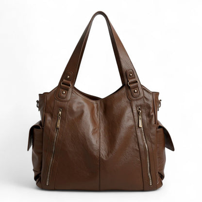 Lilly XL - Bolso Grande para el Día a Día con cremallera - Marrón - CARMEN VELVET