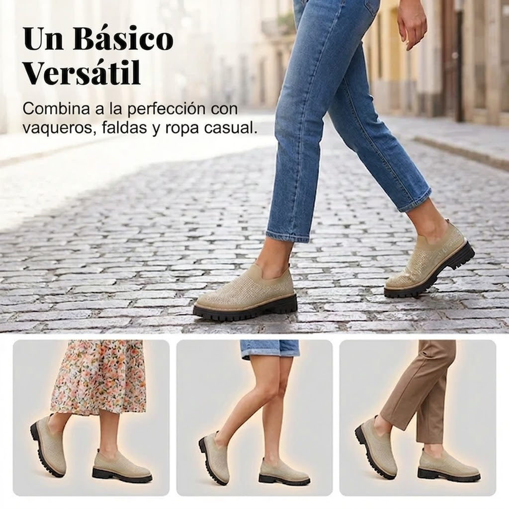 Lorena - Mocasines sin cordones con pedrería brillante