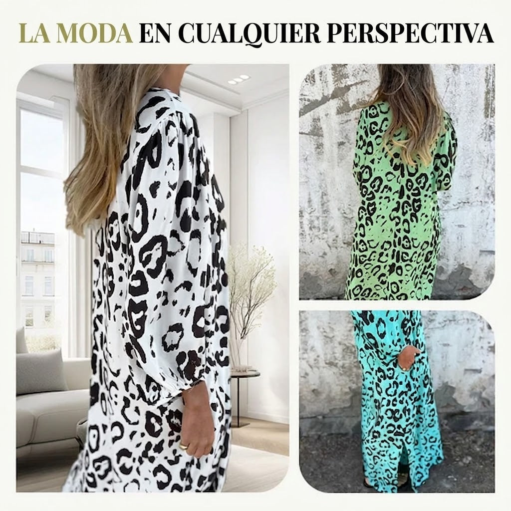 Valeria - Vestido Safari Chic con motivo de leopardo