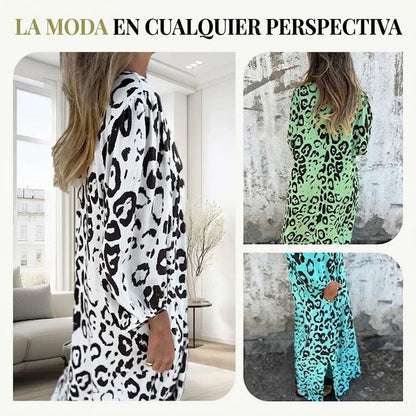 Valeria - Vestido Safari Chic con motivo de leopardo