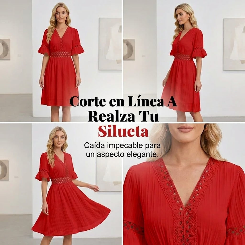Elena - Vestido de verano cómodo con detalles de encaje