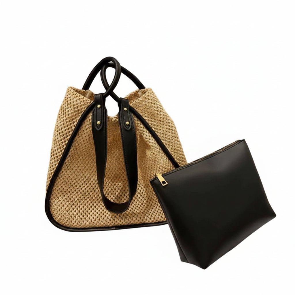 Celia - Bolso saco tejido con neceser | CARMEN VELVET