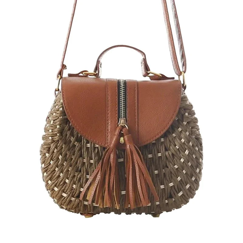 Dalia - Sac en paille avec rabat et pompon — image 9