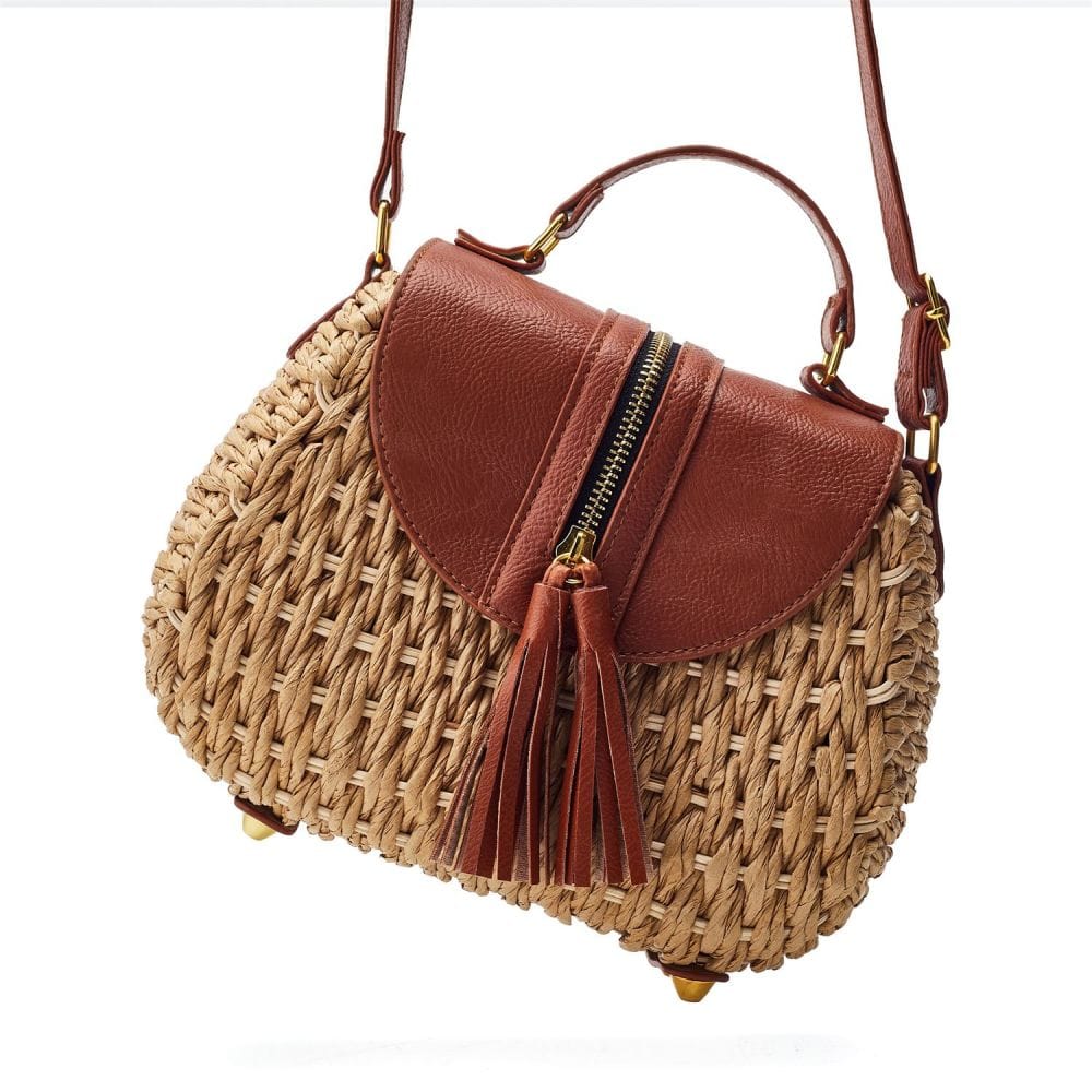 Dalia - Bolso de paja con solapa y borla | CARMEN VELVET
