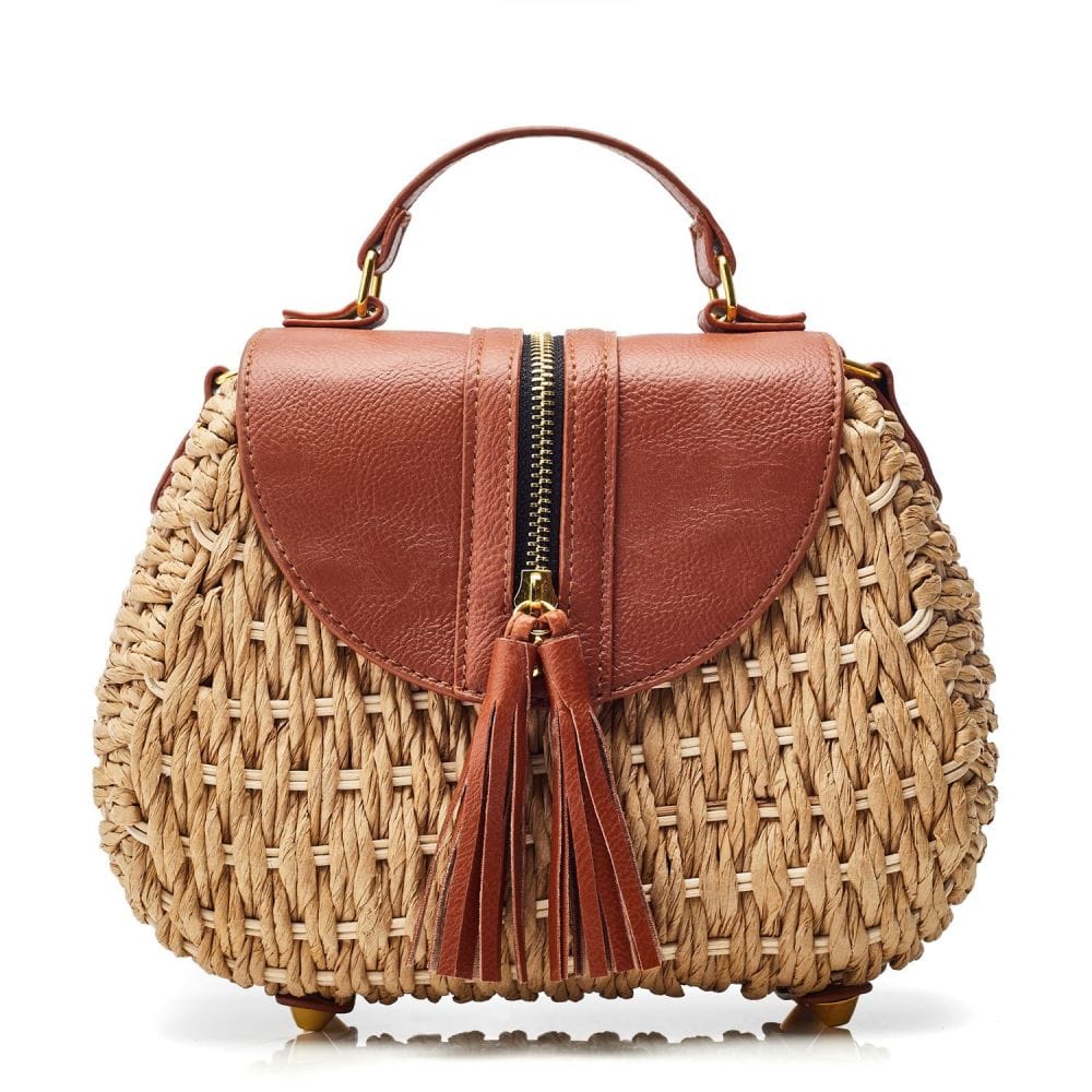 Dalia - Bolso de paja con solapa y borla | CARMEN VELVET