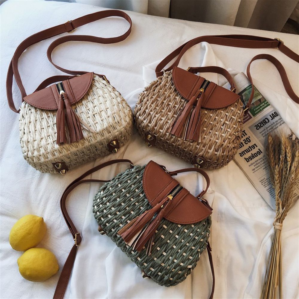 Dalia - Bolso de paja con solapa y borla | CARMEN VELVET