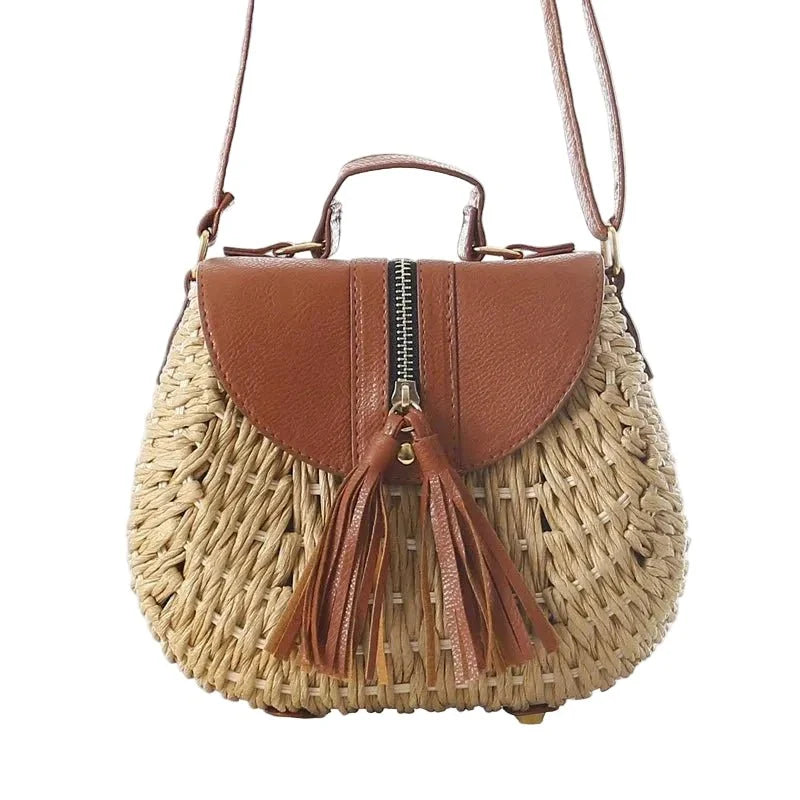 Dalia - Bolso de paja con solapa y borla | CARMEN VELVET