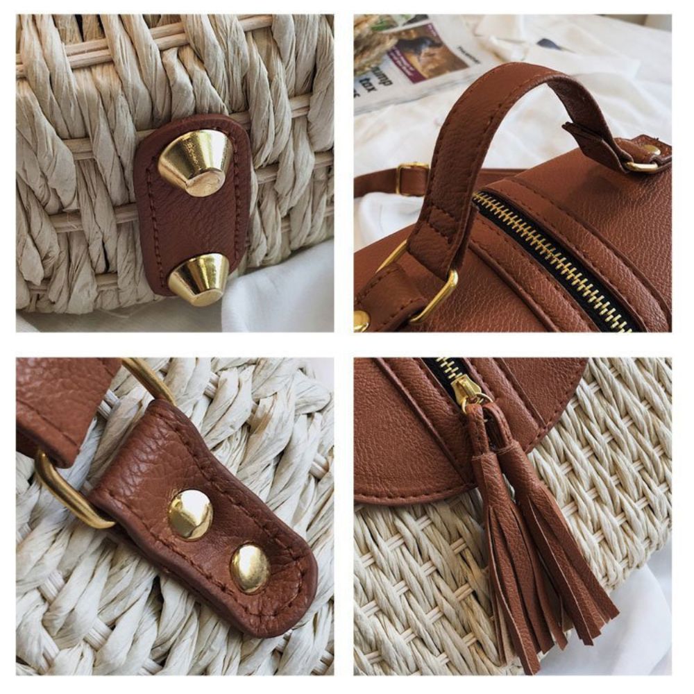 Dalia - Bolso de paja con solapa y borla | CARMEN VELVET