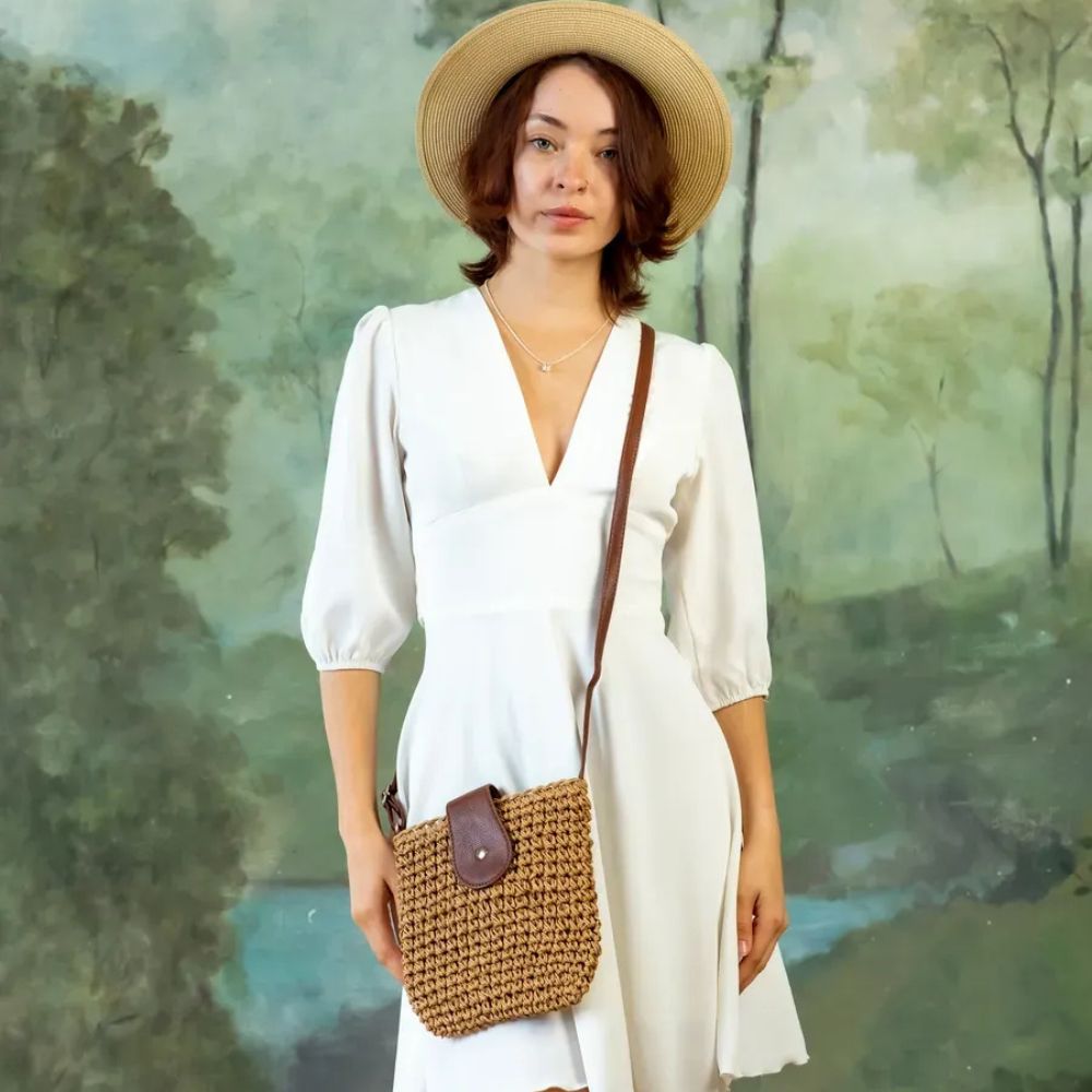 Frida - Bolso bandolera tejido con solapa | CARMEN VELVET