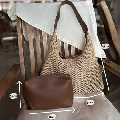 Calista - Sac hobo tissé avec pochette — image 4
