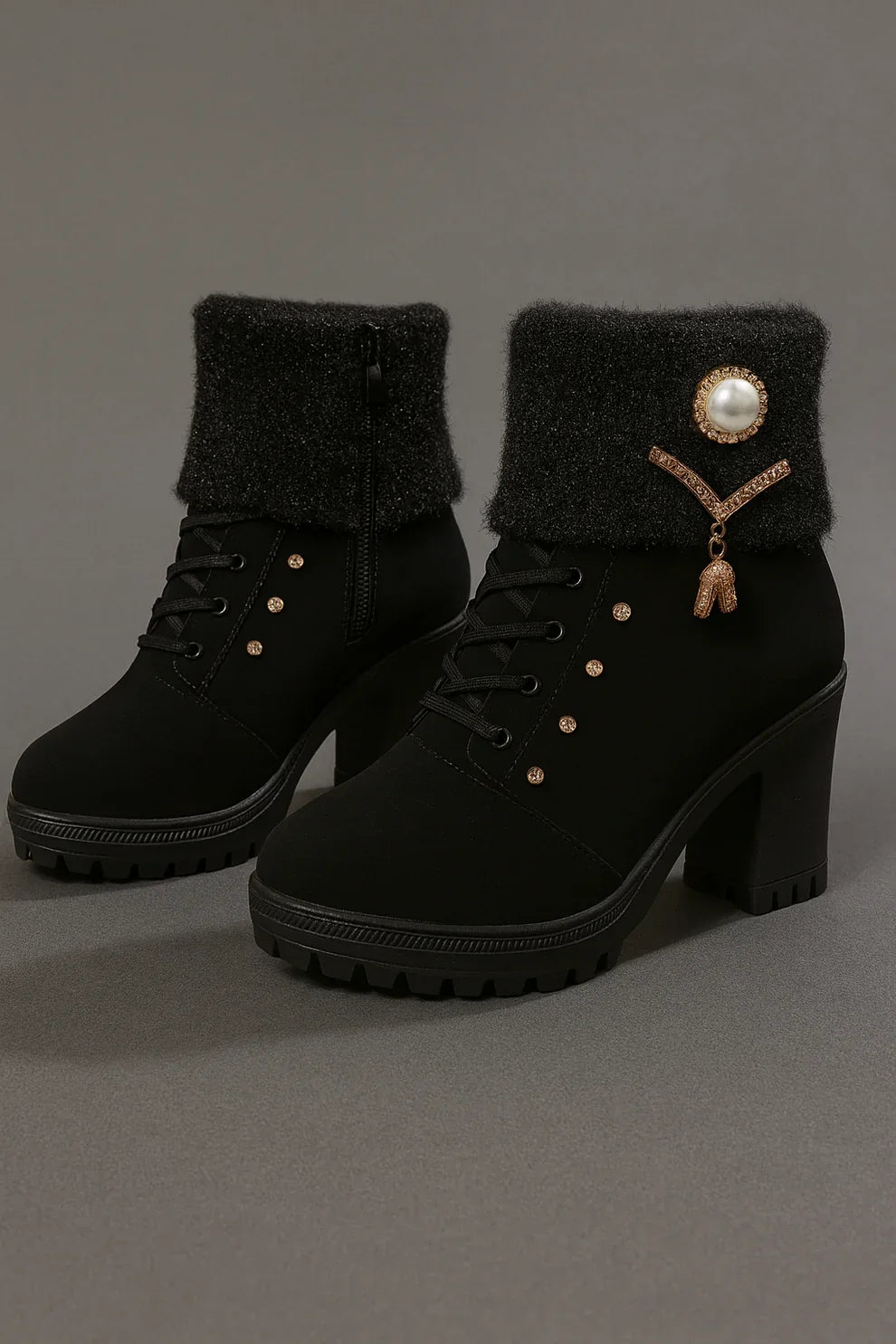 Maya - Botas de tacón grueso y cálidas