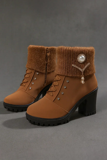 Maya - Botas de tacón grueso y cálidas