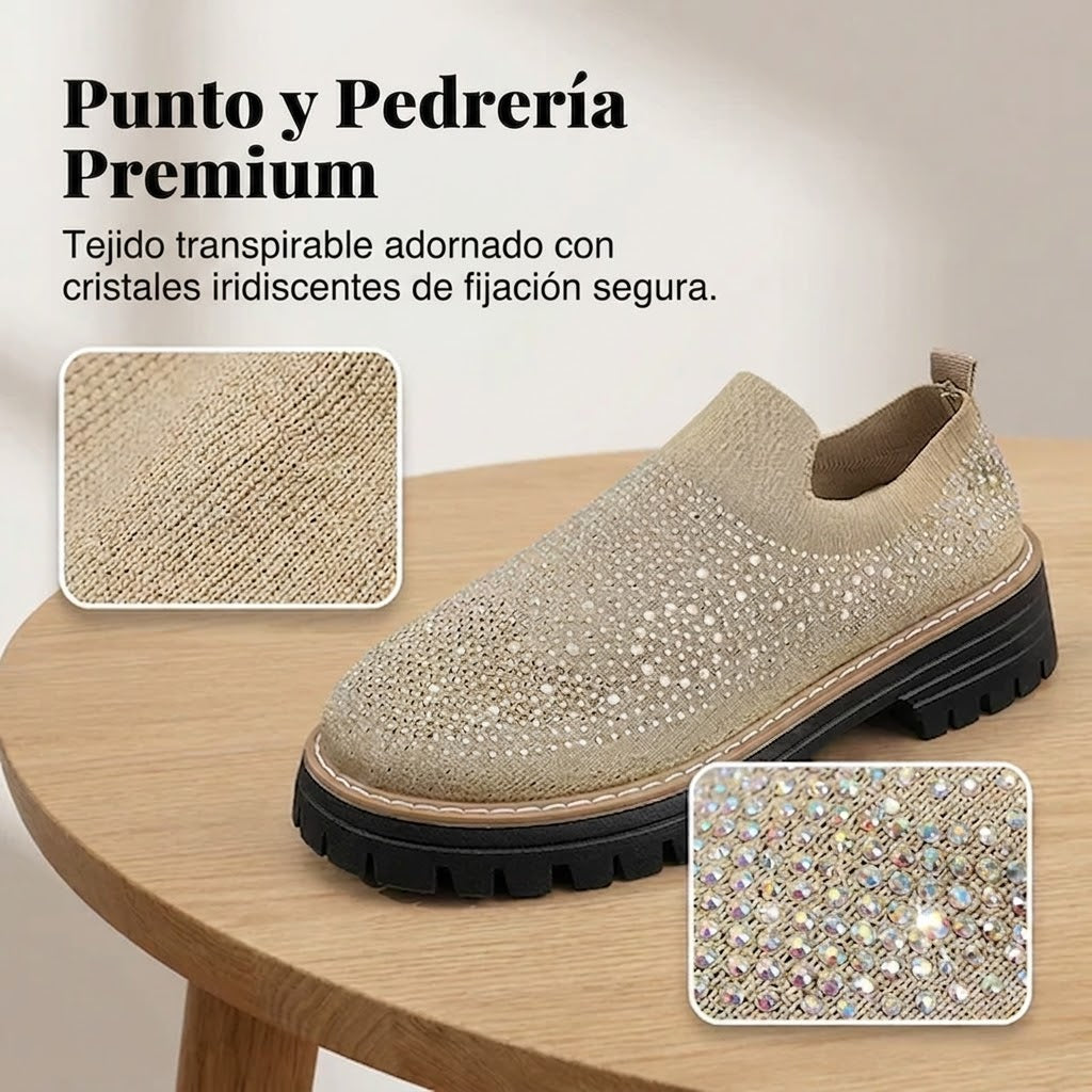 Lorena - Mocasines sin cordones con pedrería brillante