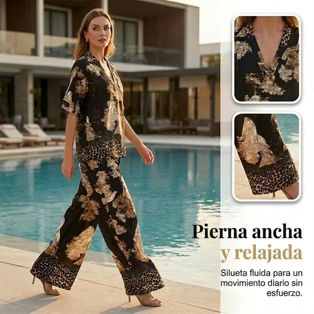 Patricia - Conjunto motivo con pantalón de caída ligera