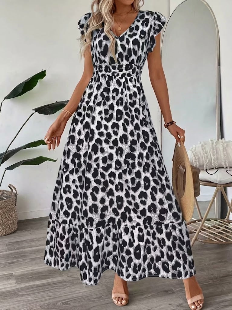 Renata - Vestido largo barroco con escote de pico