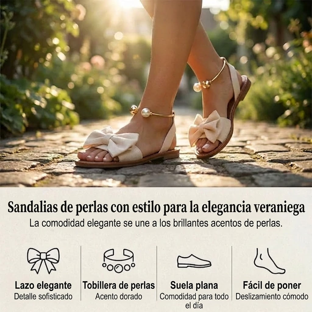 Nova - Sandalias de tiras elegantes con detalle de perla