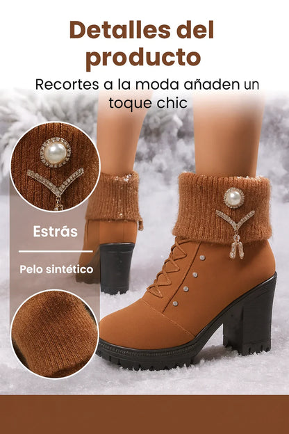 Maya - Botas de tacón grueso y cálidas