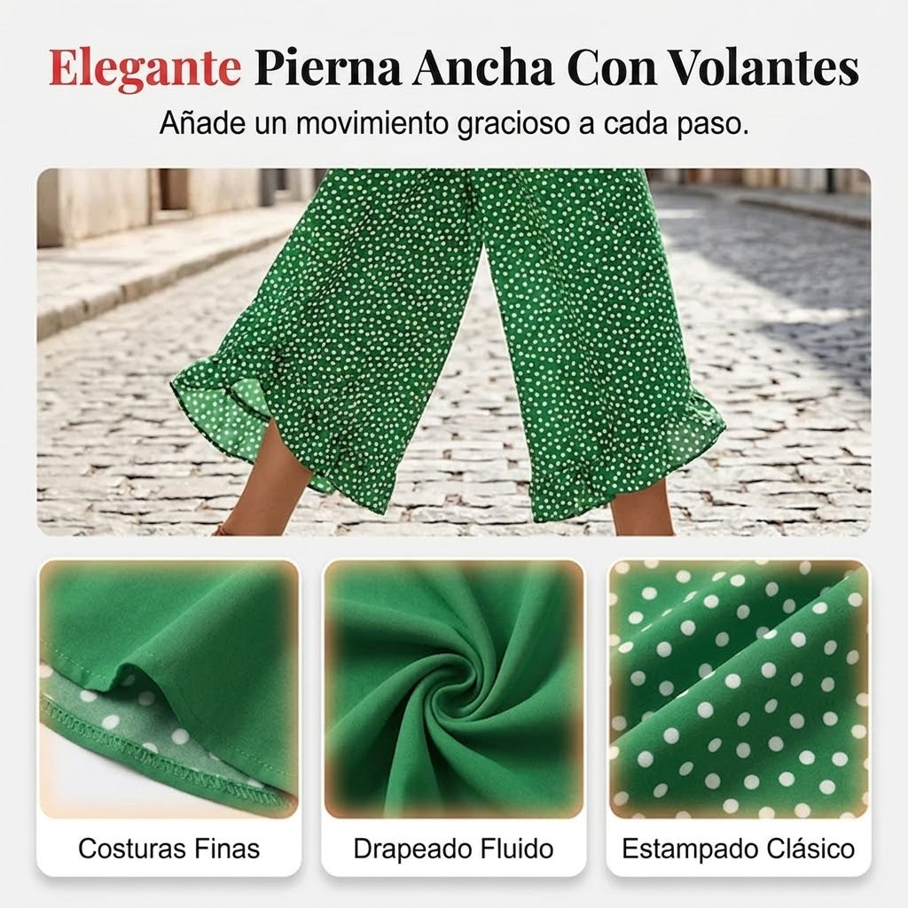 Arlet - Pantalón de caída ligera de lunares con volante