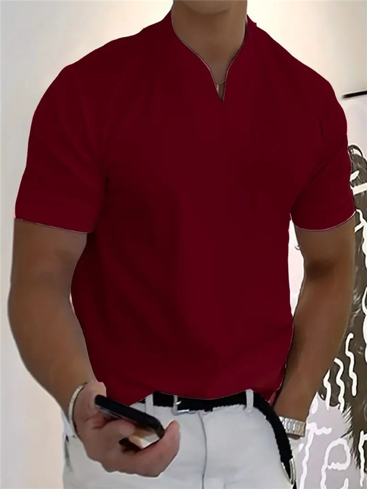 Harry - Camiseta con cuello en V transpirable y corte clásico
