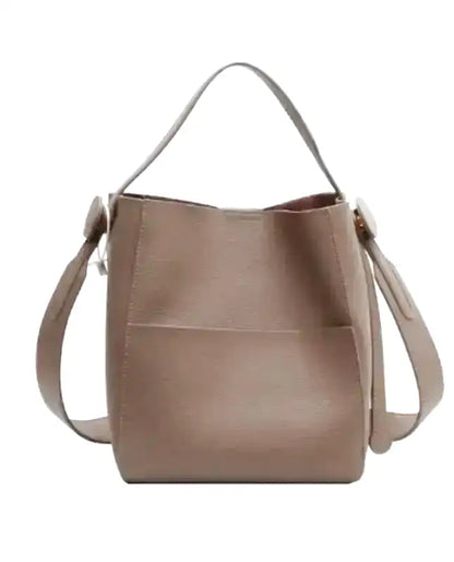 CAMILLE - Bolso Bandolera Grande de Cuero suave granulado - Caqui - CARMEN VELVET