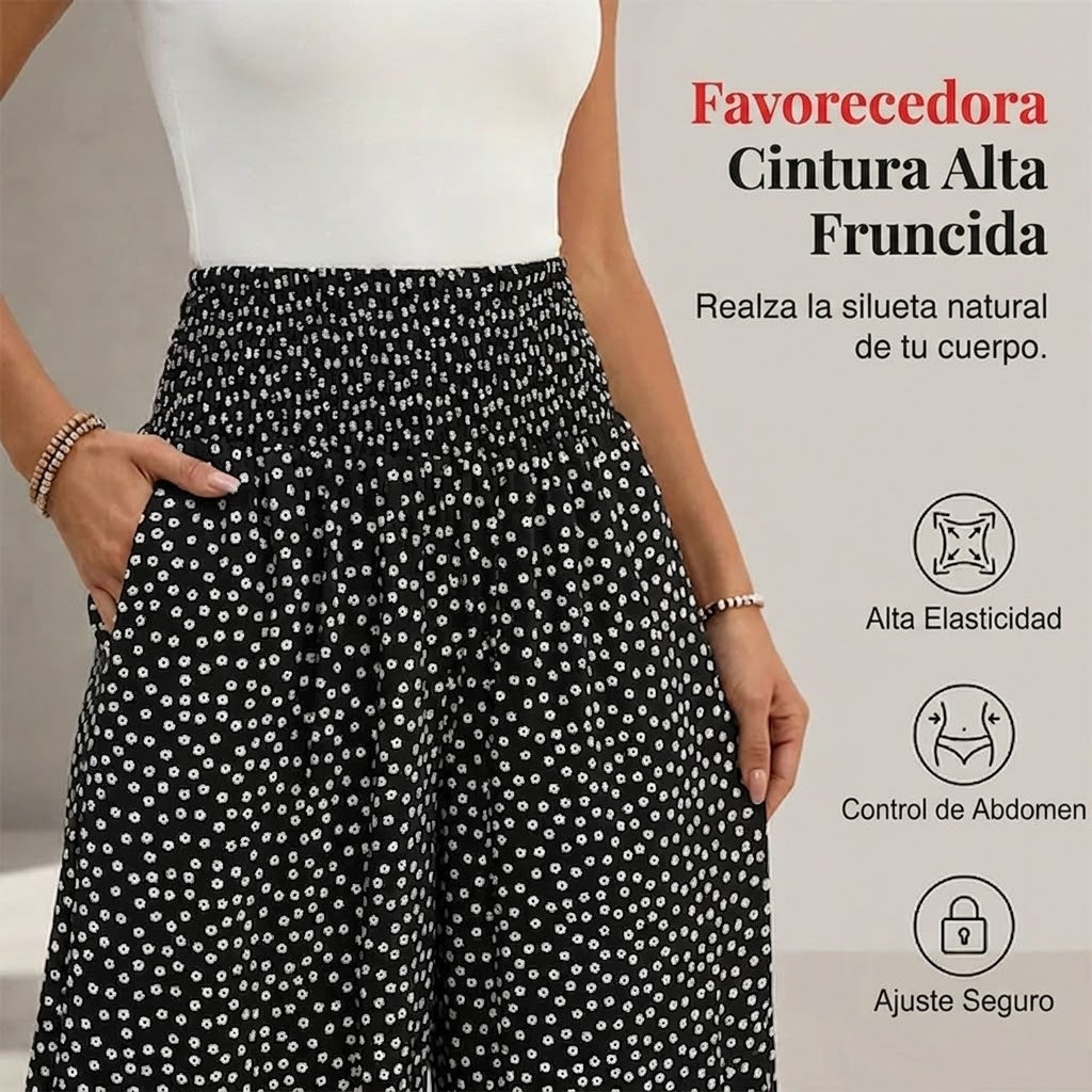 Arlet - Pantalón de caída ligera de lunares con volante