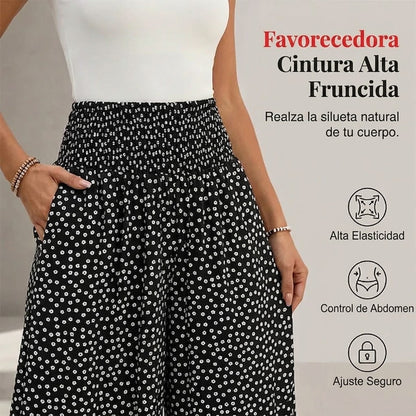 Arlet - Pantalón de caída ligera de lunares con volante
