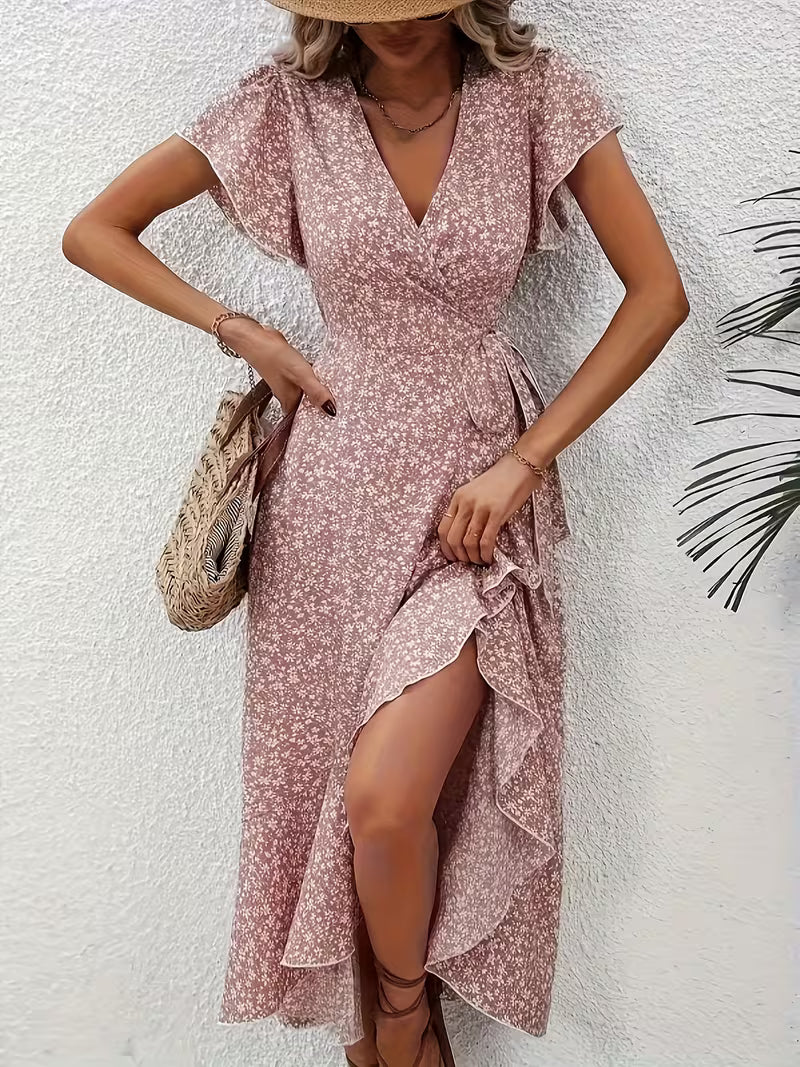 Claudia - Vestido floral cruzado con escote de pico