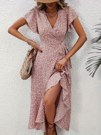 Claudia - Vestido floral cruzado con escote de pico