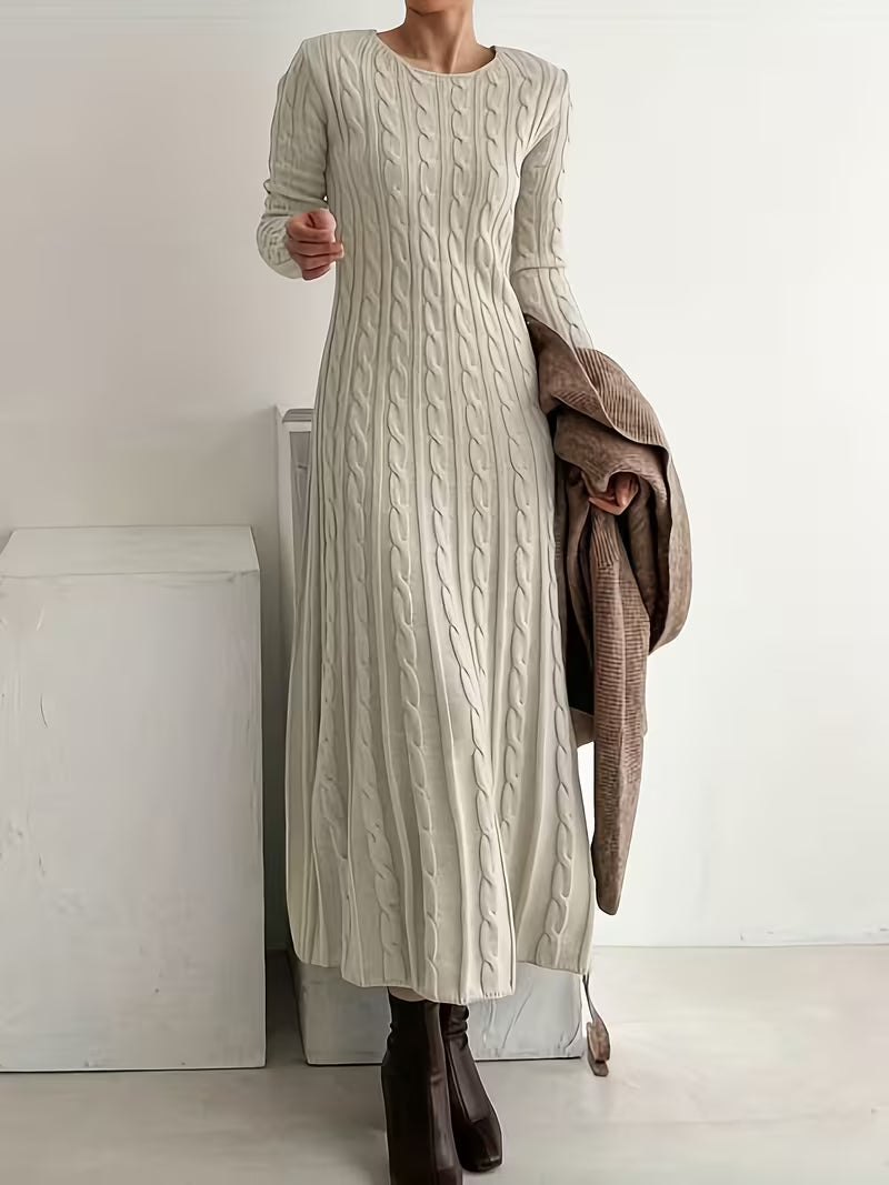Luna - Vestido largo de punto de textura trenzada elegante