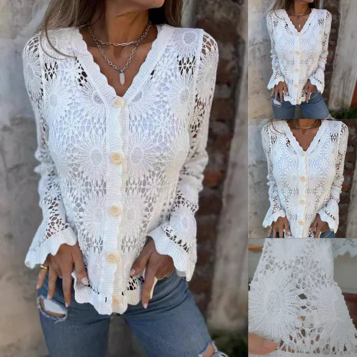 Marina - Cardigan de encaje con cuello en V