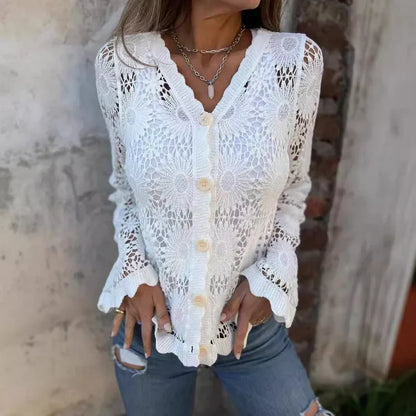Marina - Cardigan de encaje con cuello en V