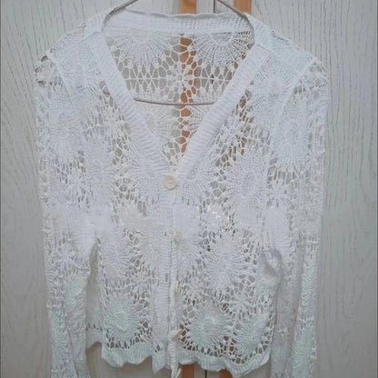 Marina - Cardigan de encaje con cuello en V