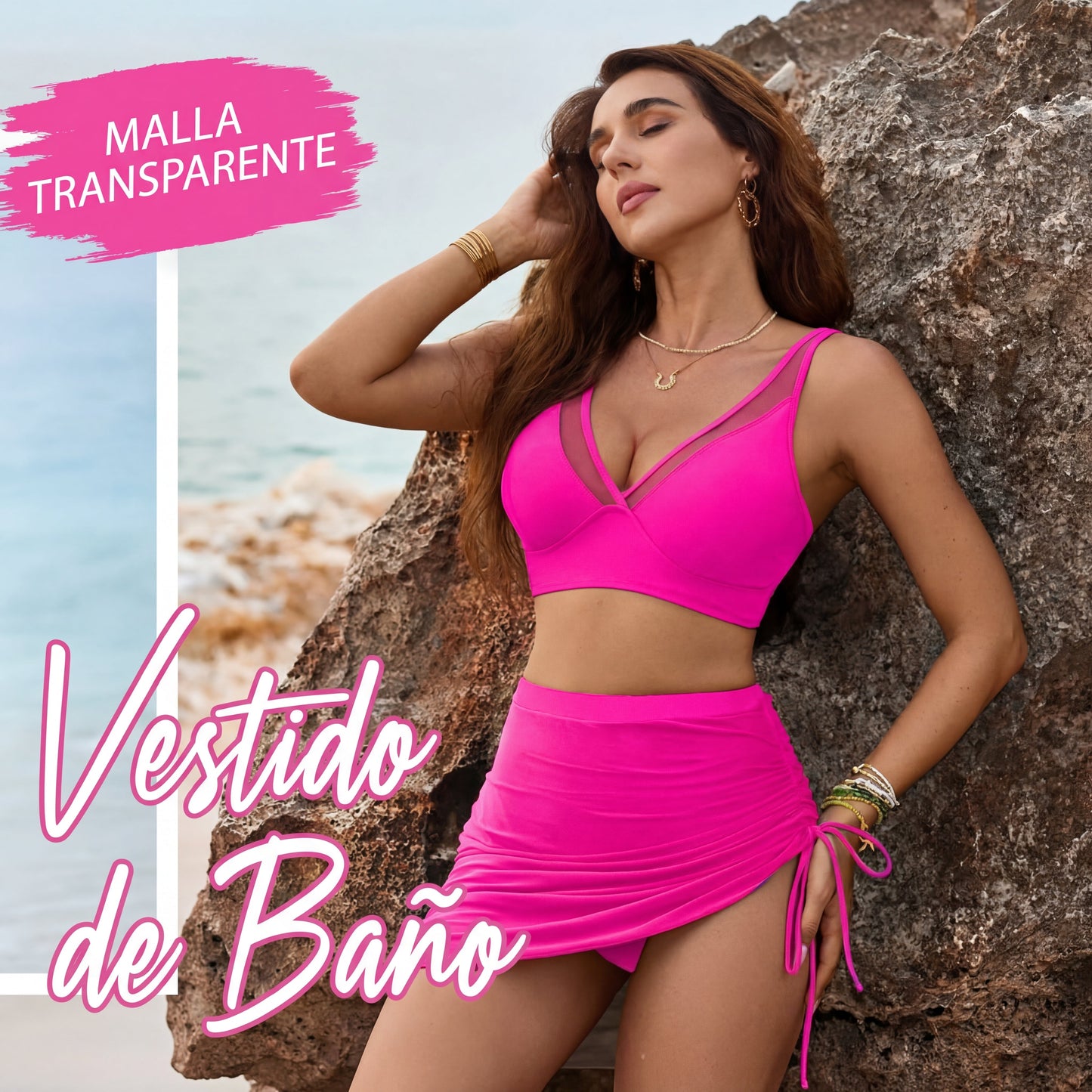 Sofía - Bikini con falda de tiro alto y efecto moldeador