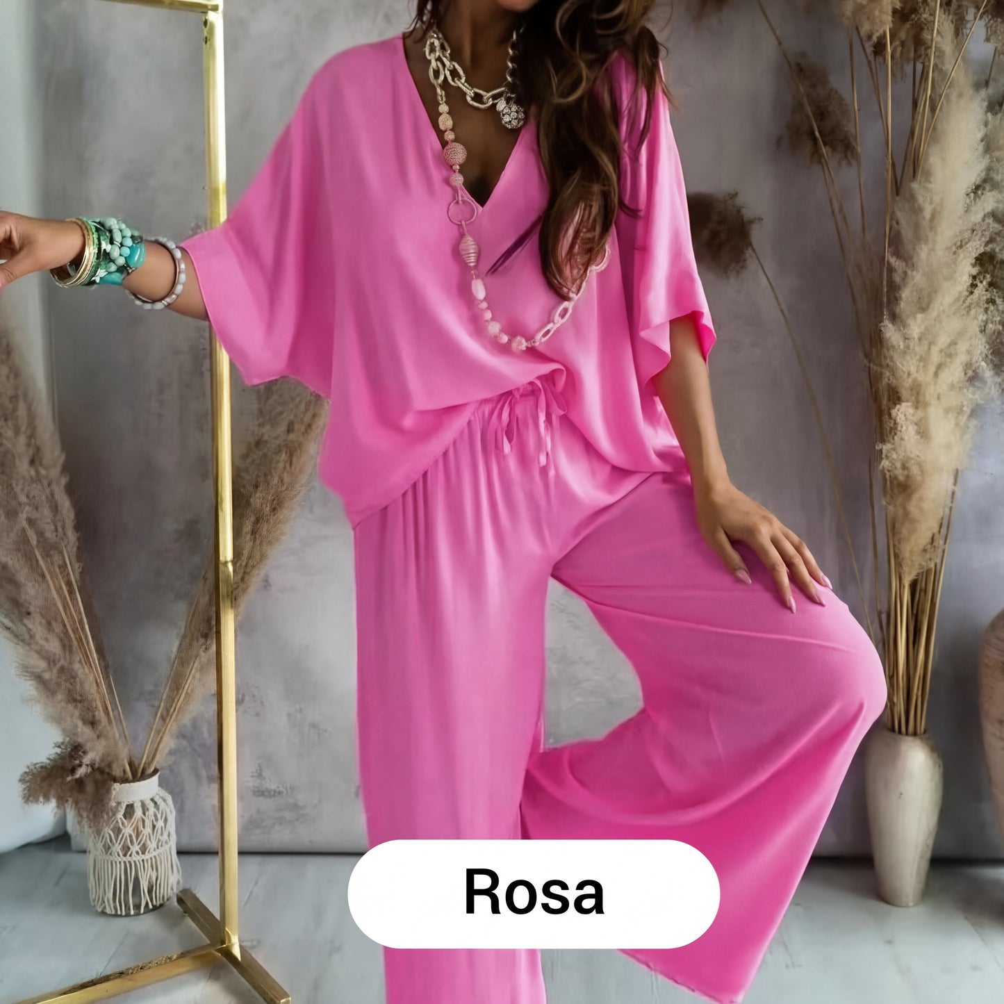 Leire - Conjunto de estilo diario de corte relajado de color liso