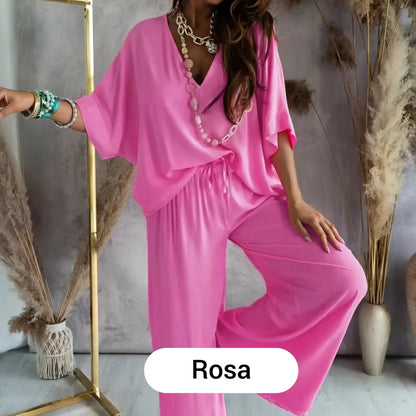 Leire - Conjunto de estilo diario de corte relajado de color liso