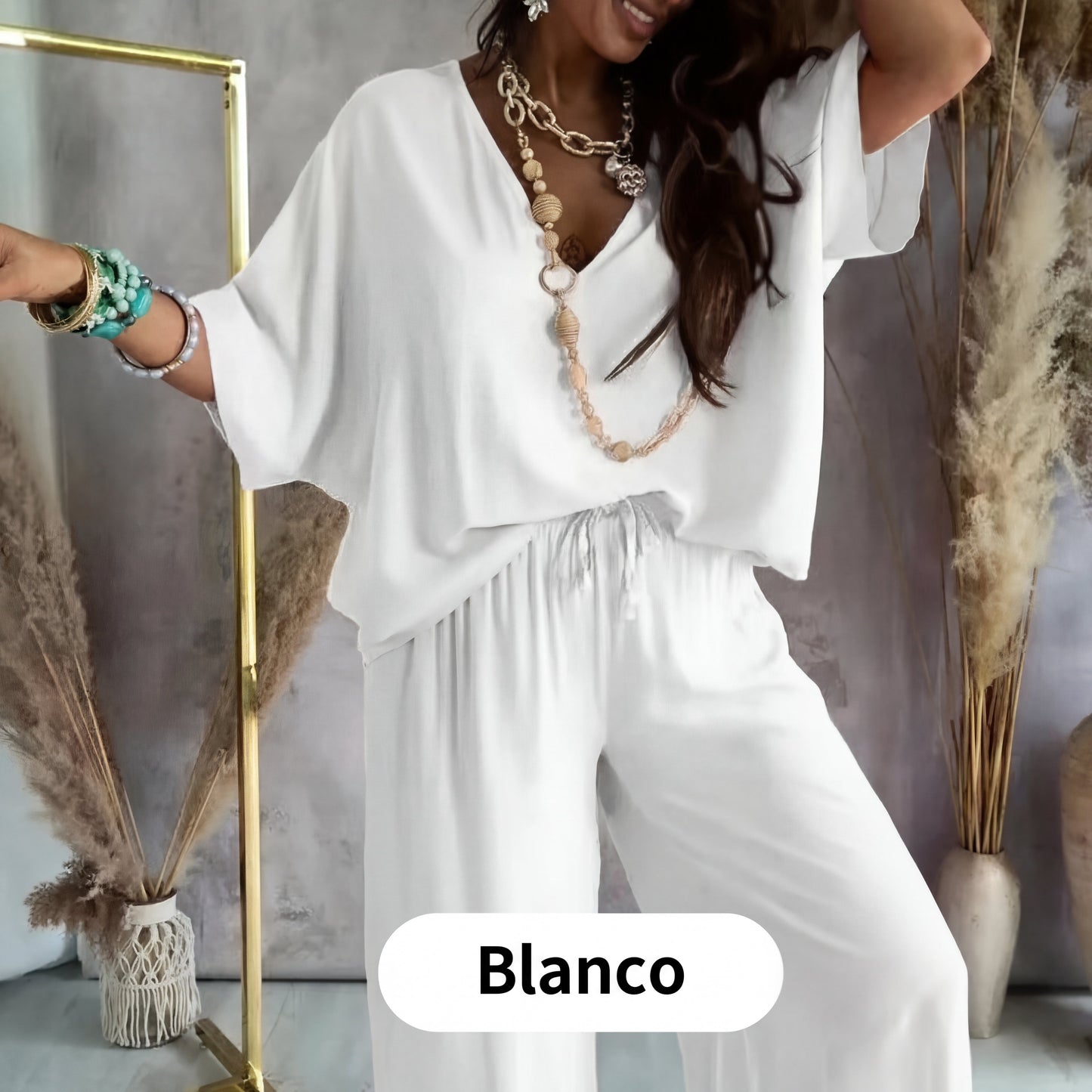 Leire - Conjunto de estilo diario de corte relajado de color liso